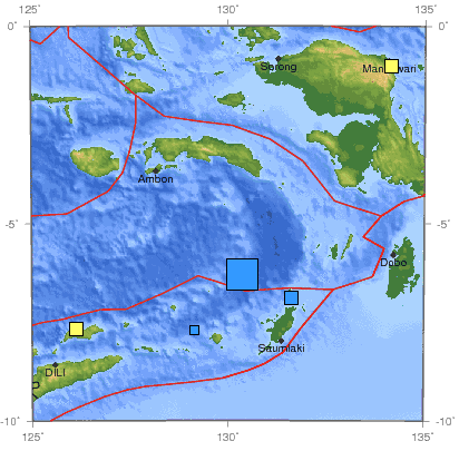 Location of 2009-10-24 quake off Indonesia