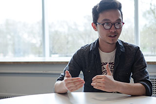 JC Joson, a business & entrepreneurship major, works with local artists through his nonprofit student project, Dear Music Love Music, which was created with Center for Community Arts Partnership.