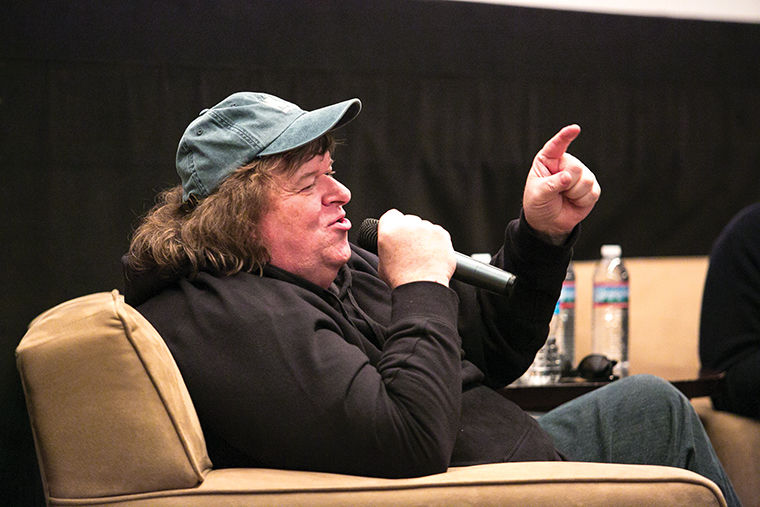 Michael Moore answered student questions and talked about his documentaries and upcoming projects on Oct. 22 at a last-minute Q-and-A event organized by Columbia’s cinema art + sciences department and the Chicago International Film Festival at Film Row Cinema in the 1104 S. Wabash Ave. building.