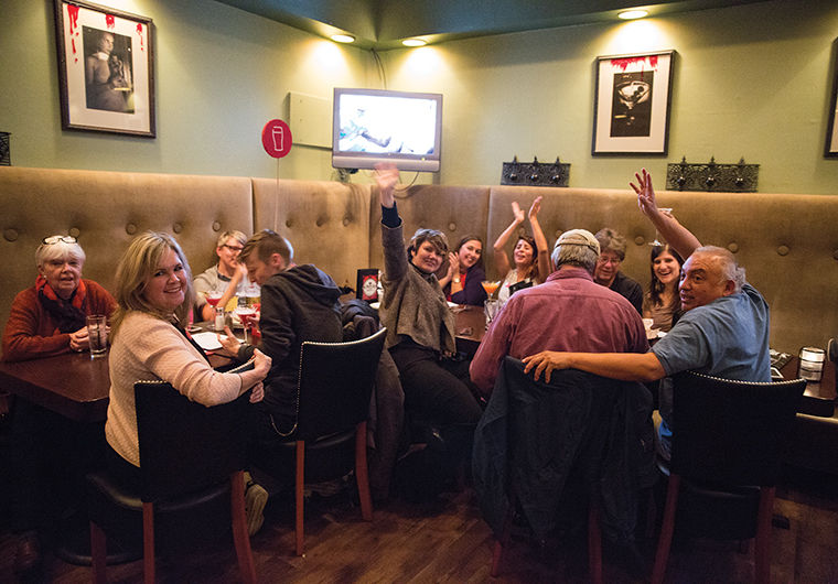 Members of the Faculty & Staff Scholarship Initiative Committee raised money for scholarships during the pub crawl on Oct. 17 at Bar Louie, 47 W. Polk St.