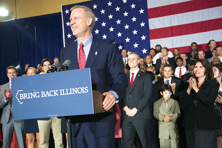 Governor-elect+Bruce+Rauner+spoke+on+the+night+of+Nov.+4+after+a+decisive+victory+over+incumbent+Gov.+Pat+Quinn.