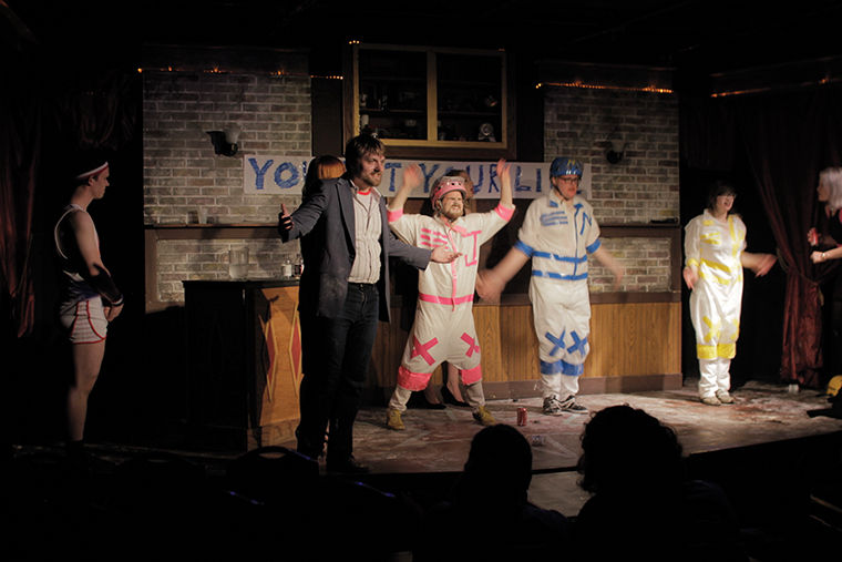 The ensemble members of HIJINKS performing The Book of HIJINKS during the Jangleheart Circus comedy festival at The Den Theatre, 1333 N. Milwaukee Ave. The group celebrated its new home at the iO on Feb. 7.