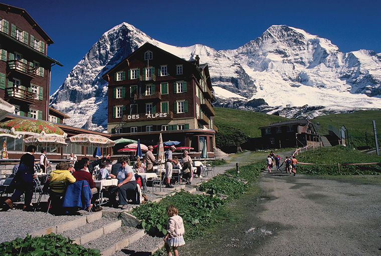 Cafe and Peaks at Grindelwald
