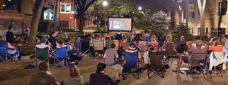 Residents attended a movie night put on by the Sunnyside Mall Committee over the summer. 