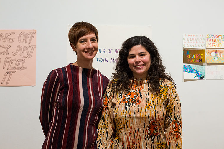 Curators Jeanne Vaccaro and Stamatina Gregory attended the show’s opening on Dec. 10 at The Glass Curtain Gallery.