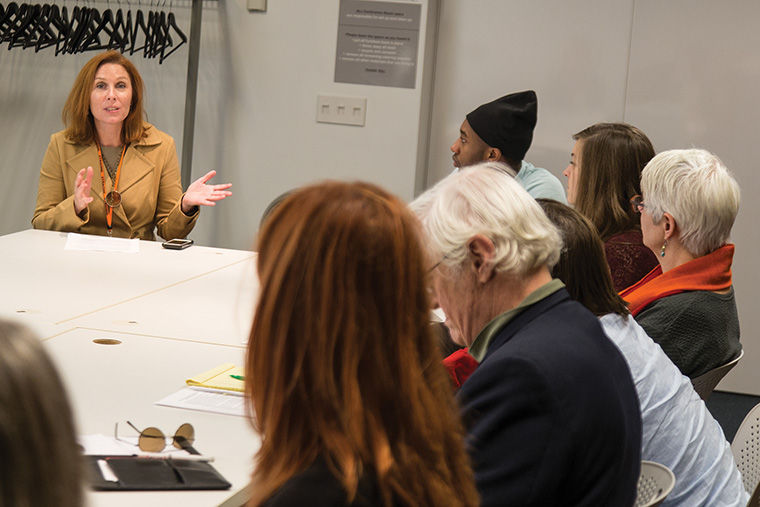 Suzanne Blum Malley, senior associate provost and chair of the Integrated First-Year Experience committee discussed expectations and ideas with other committee members.