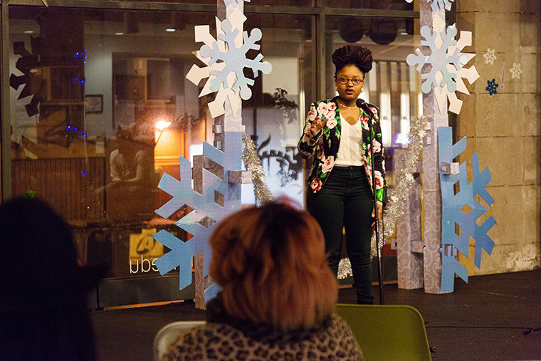 Tremeka North, a freshman creative writing major, performed her spoken word piece, “Incandescent Flower” at RL Cafe on Jan. 21 at the Residence Center, 731 S. Plymouth Court.