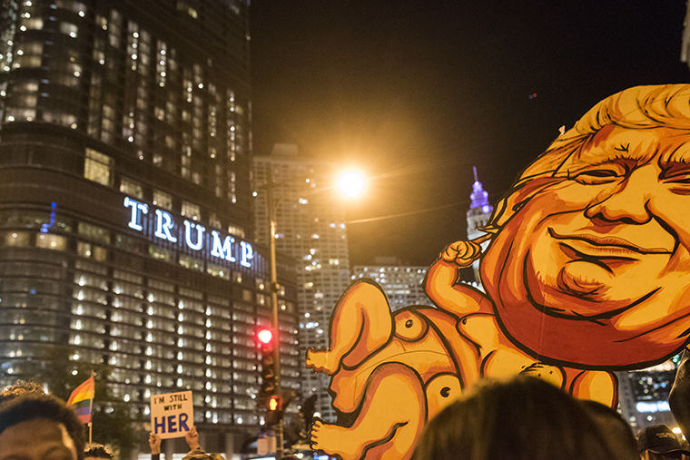 In response to the election of Donald Trump, thousands of protesters took to the street Nov. 9. The protest shut down major streets in the Loop during rush hour and late into the night.
