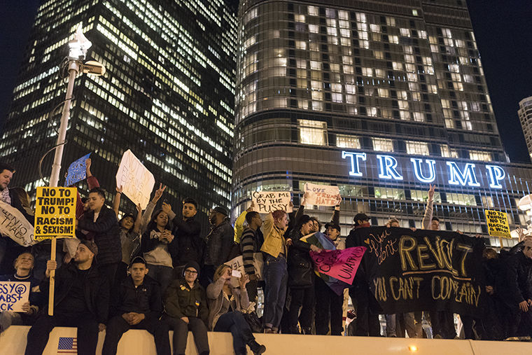 In response to the election of Donald Trump, thousands of protesters took to the street Nov. 9. The protest shut down major streets in the Loop during rush hour and late into the night.