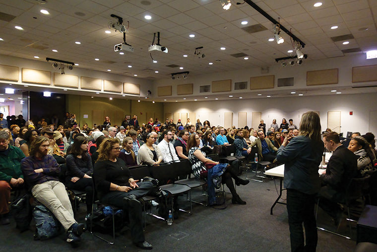 Five panelists, each representing  a department or organization from the college, offered students and faculty their perspectives on the 2016 election results at the Nov. 29 College Assembly.  