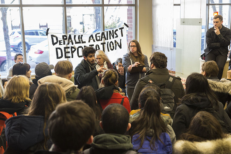 Following the executive order, protests were seen scattered throughout the city, including at DePaul University’s Lincoln Park campus on Feb. 2.
