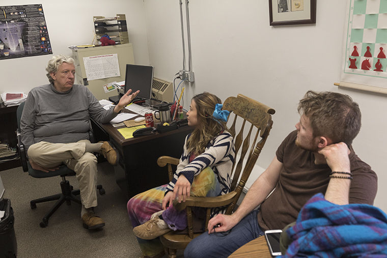 Green Roots Club president, Bre Kloski, junior cinema art and science major,and other members of the club met with faculty advisor Keith Kostecka, Science & Mathematics Department associate professor, March 9 to discuss plans for an Earth Day event. 