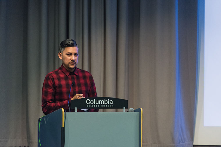 Chicago Alliance Against Sexual Exploitation educator Milton Coronado spoke about the young men who have changed their negative attitudes toward women after taking his course during the April 10 “Let’s Talk About Sex” assembly.  