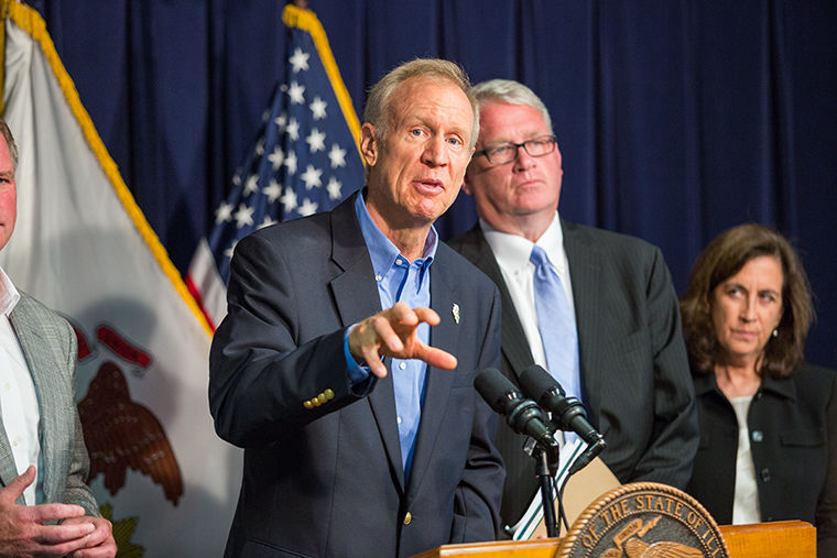 Gov. Bruce Rauner accused the Democratic lawmakers of toying with childrens education to achieve their political agenda at a July 24 press conference.