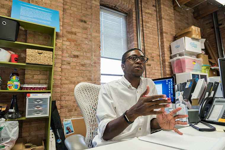 President of the Student Government Association, Malik Woolfork at the SGA office, The Loft, 916. S Wabash Ave. on Aug. 29.