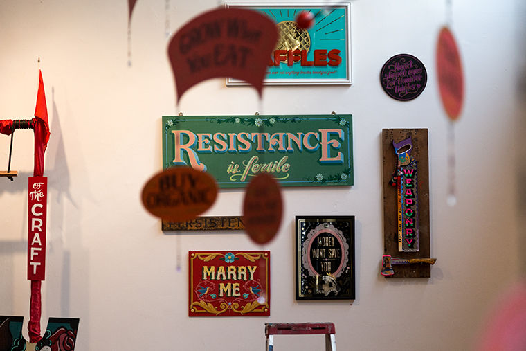 The Pre-Vinylette Society: An International Showcase of Women Sign Painters is a gallery open in the Chicago Art Department on 1932 S. Halsted St. The gallery showcases 60 women sign painters from around the world.