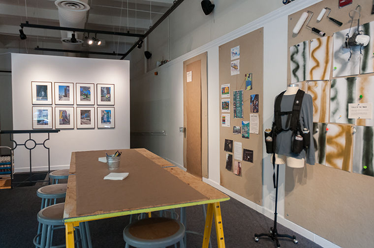 The Wabash Arts Corridor exhibit in 623 S. Wabash Ave. Building devotes space to showing how its murals were planned, and allows students to create a mural of their own. 