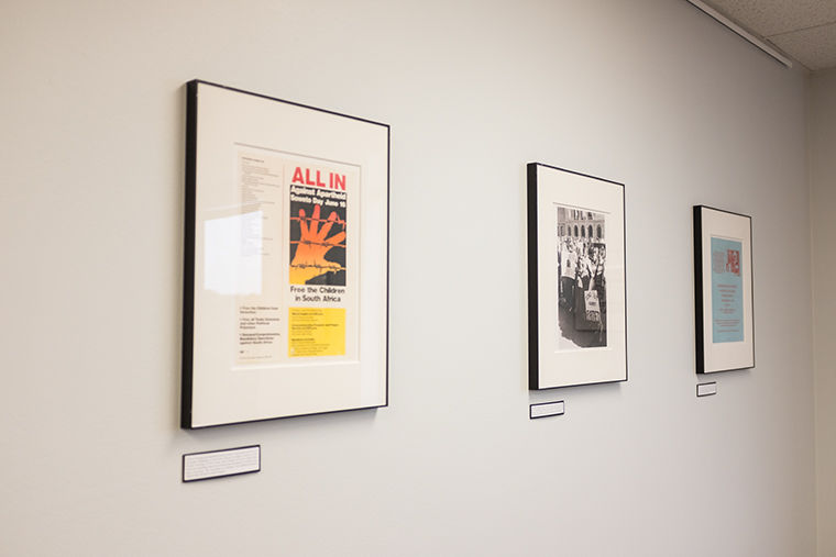 A new exhibit in the library called Chicago Against Apartheid. The exhibit shows the history of Chicago activists fighting against the Apartheid. Photo taken on Oct. 12.