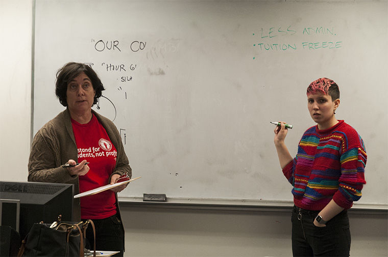 Diana Vallera and Liz Johnson led a Save Columbia meeting on Nov. 10 at 600 S. Michigan.