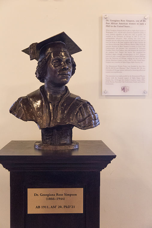 Georgiana Rose Simpson’s bust is the first installment of the Monumental Women Project started by Shae Omonijo and Asya Akca, two political science students at the University of Chicago.
