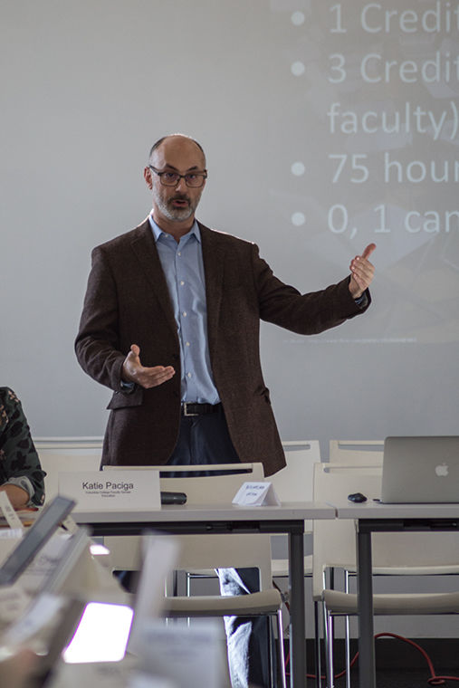 Erik Friedman, associate dean of career development and relations, gave a presentation on internships and the career center dring the faculty senate meeting December, 8. 1104 S. Wabash Ave.