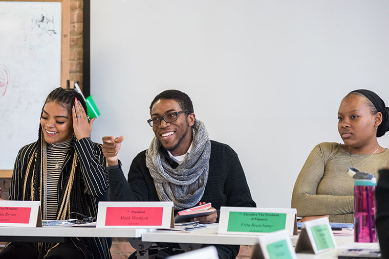 Members of the Student Government Association during their meeting on Apr. 17 in The Loft, 916 S. Wabash Ave.