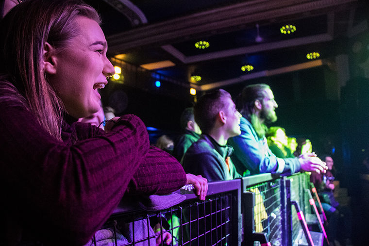 Audience members watch as bands perform on the Biggest Mouth 2018 stage at Metro, 3730 N. Clark St., on April 19.