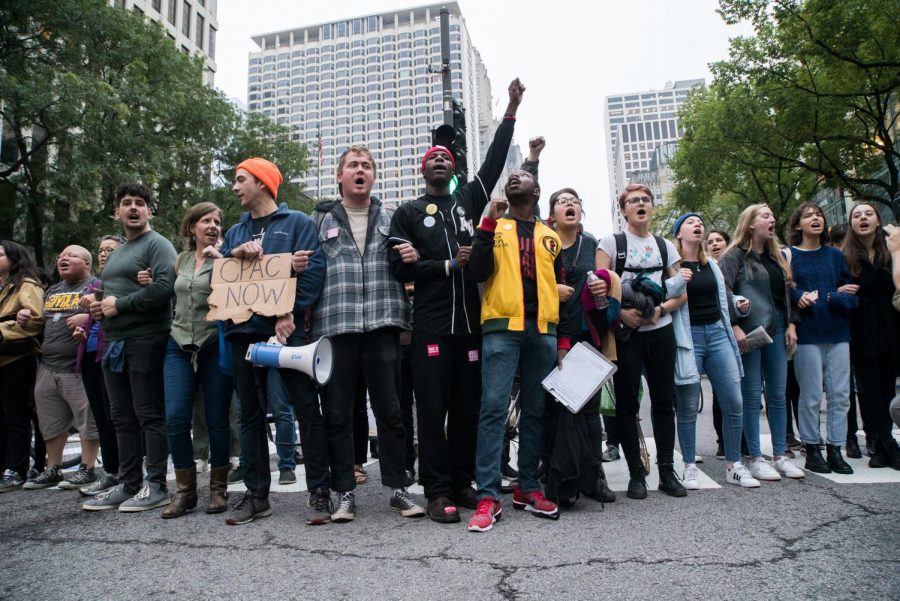 Demonstrators marched through Chicago Oct. 5. to celebrate the verdict in the murder trial of Chicago Police Officer Jason Van Dyke.