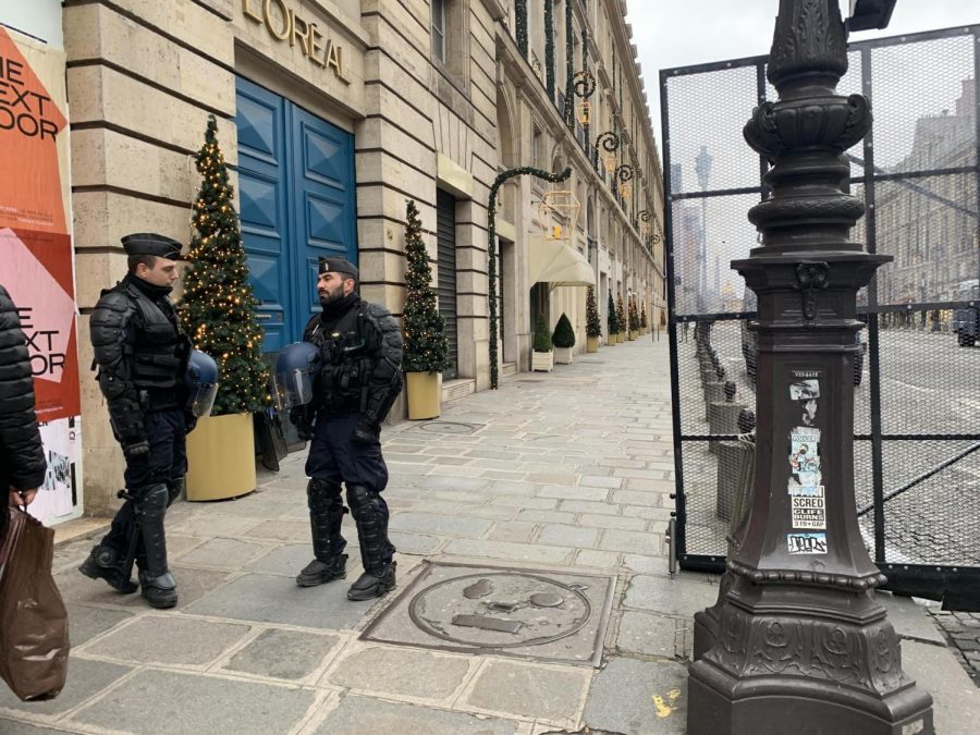 French police officers watched over yellow vest demonstrations in Paris, France.