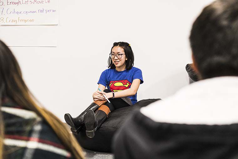 President of the Asian Student Organization Tina-Kim Nguyen led a discussion with members of the Black Student Union on anti-blackness in the Asian-American community, held at 618 S. Michigan Ave. 