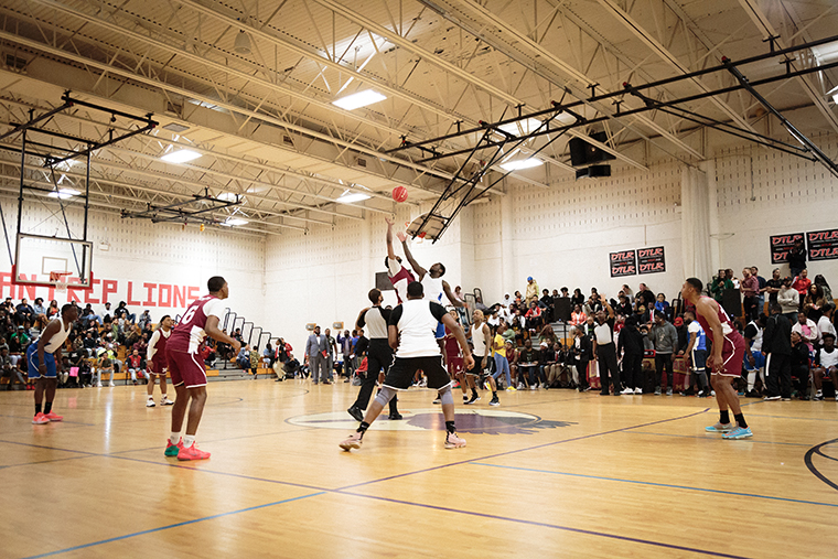 HugsNoSlugs first annual All-Star Game featured some of Chicagos celebrities, such as Reeseynem, Joey Purp and Stunt Taylor, playing a game of basketball against the schools staff and students.