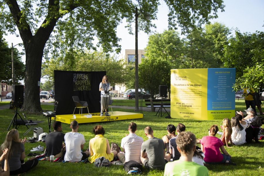 Chicago Ideas launched a new program, titled “Platforms in the Park,” that will run from June to August. Across the city, 12 different parks will have yellow platforms where Chicagoans can hold events. 