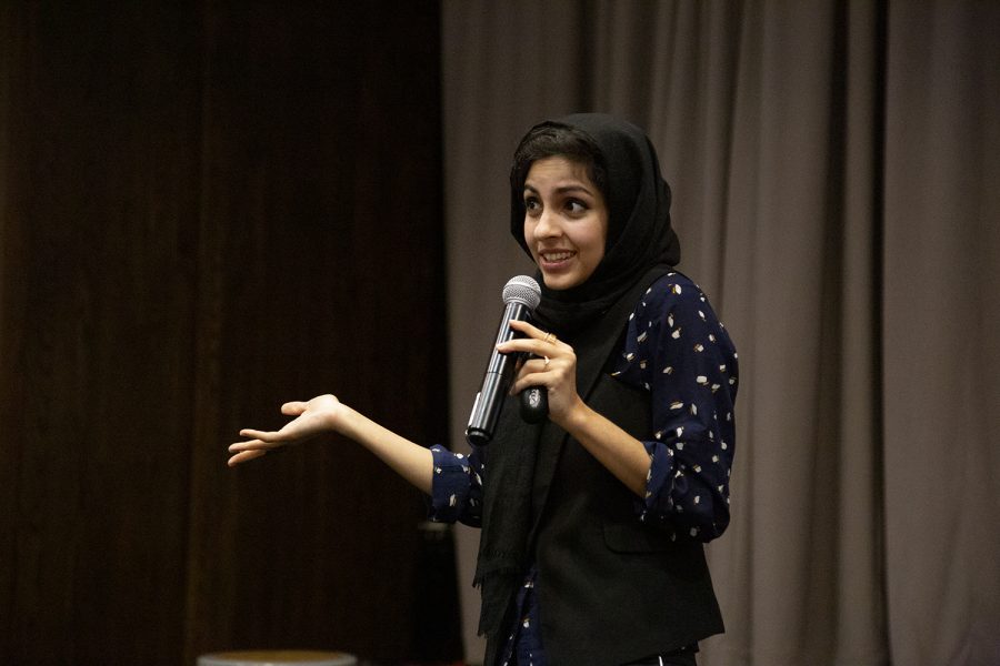Hoda Katebi, a famous Iranian fashion blogger, talks to Columbia students about Eastern fashion influences and rejecting cultural limits in style, held at 618 S. Michigan Ave. on Sept. 12.