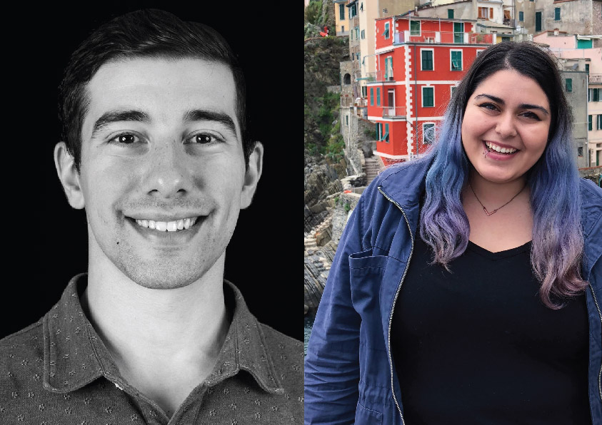 Jeffrey Barbieri, nonfiction graduate assistant and graduate student instructor, and Rebecca Khera, English and Creative Writing Department graduate assistant and graduate student instructor, share concerns over the program's pay change. 