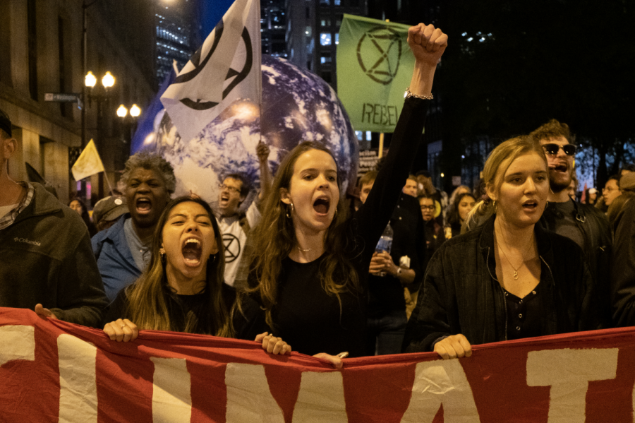 The Monday protest was led by Extinction Rebellion in conjunction with other affiliated groups.