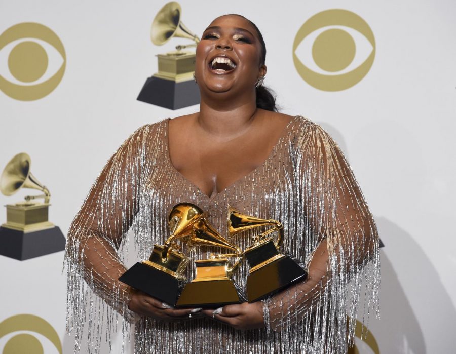 Musician Lizzo won three Grammy awards Sunday, Jan. 26, 