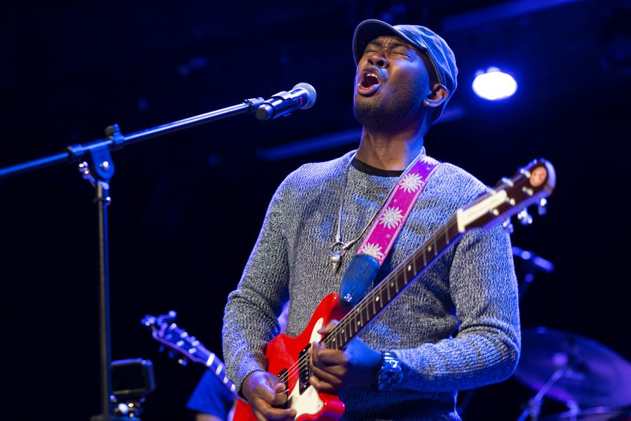 Grammy award-winning musician Isaiah Sharkey performs at a residency concert for Columbias Music Department to share his journey with burgeoning artists through the artist-in-residence program.