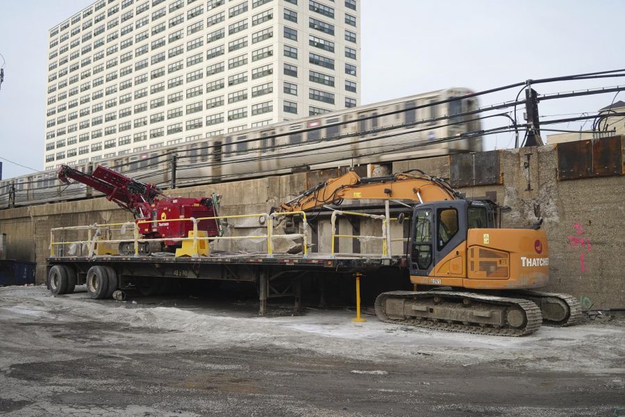 Demolition of the Lawrence Red Line station has already begun, with work vehicles beginning the early stages of preparation. Trains are still accessible from the stop.