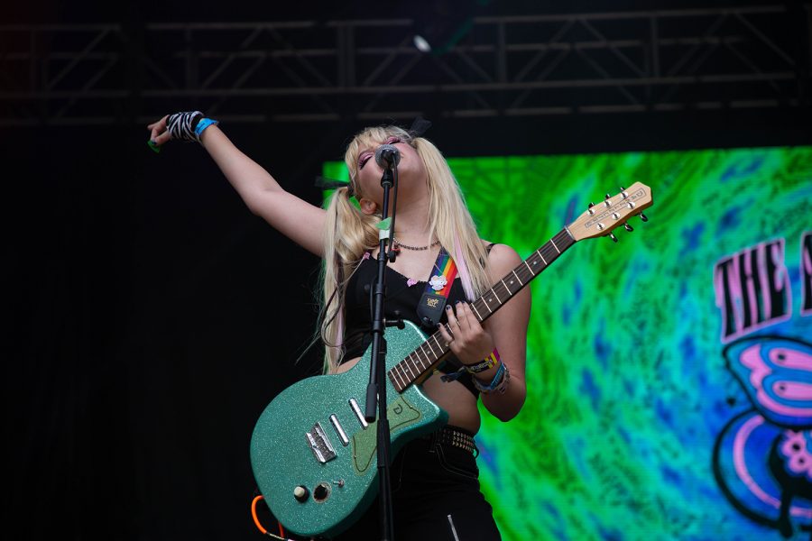 Aquadolls lead vocalist and guitarist Melissa Brooks strikes a chord while performing the track “Our Love Will Always Remain.”