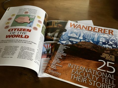 Interim Provost Louise Love collaborated with associate professor Elio Leturia to help highlight Columbias international faculty in an edition of Wanderer magazine. Courtesy of Elio Leturia. 