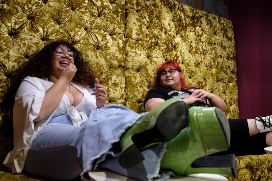 Although they are film and television majors, club President El Concepción, right, and Vice President Bri Ramirez, are passionate about reimagining the “heroin chic” aesthetic within fashion through body positivity.
