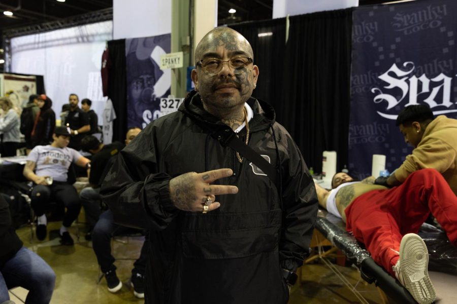 West Los Angeles-based tattoo artist Spanky Loco sold merchandise under his So Loco brand at his booth at the 12th Annual Chicago Tattoo Festival.
