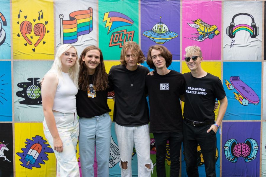 Indie band flipturn stands for a portrait with the Chronicle at Lollapalooza.