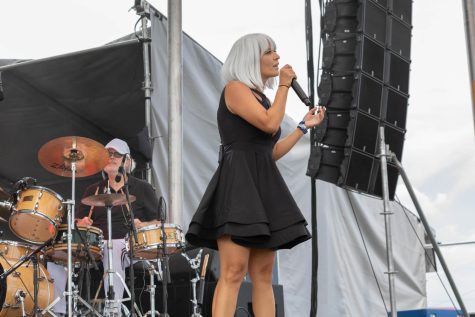 Syzygal lead singer Anna Soltys performs with the band for the first time at the inaugural Sacred Rose festival on Aug. 27.