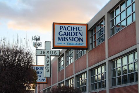 As seen when driving along Canal Street heading into the Loop, Chinatown or Pilsen, the Pacific Garden Missions crucifix sign reading Jesus Saves has become an iconic symbol of the organization. The sign used to hang overhead at PGMs former location on State Street and Balbo Drive.