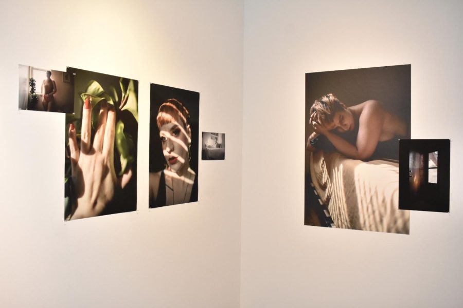 Erica McKeehens self-portrait photographs highlights the feminine experience, sexuality and autonomy. This piece of her exhibition was photographed on Jan. 30.