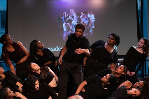 Moving in formation with each other, the Renegades Hip Hop dance team performs to various hip-hop artists, including J. Cole and Kendrick Lamar, at the Black Carpet event at the Conway Center at 1104 S. Wabash Ave., on Saturday, March 12, 2023.