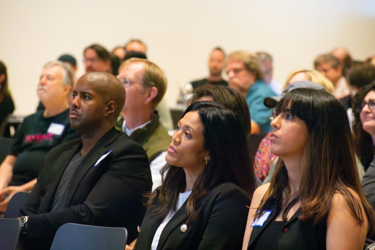 Columbia faculty members sit together for presentations given at the colleges Student Success Summit hosted at 754 S. Wabash Ave. on Thursday, Aug. 17, 2023. 