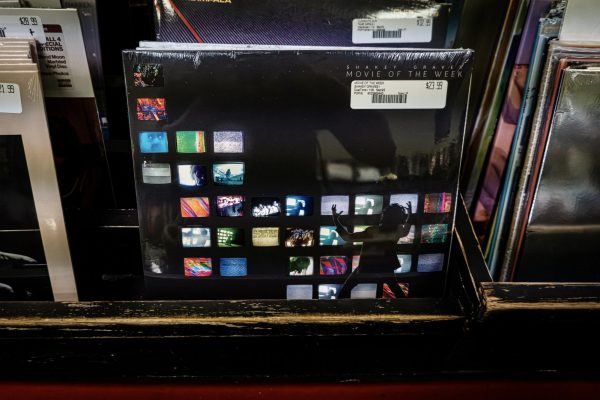 Shakey Graves newest album Movie of the Week vinyl sits on a shelf inside of Reckless Records at 26 E. Madison St., on Monday, Oct. 2, 2023. Released on Sept. 15, 2023, the album speaks heavily with vulnerability to mental health, political issues and societal problems.