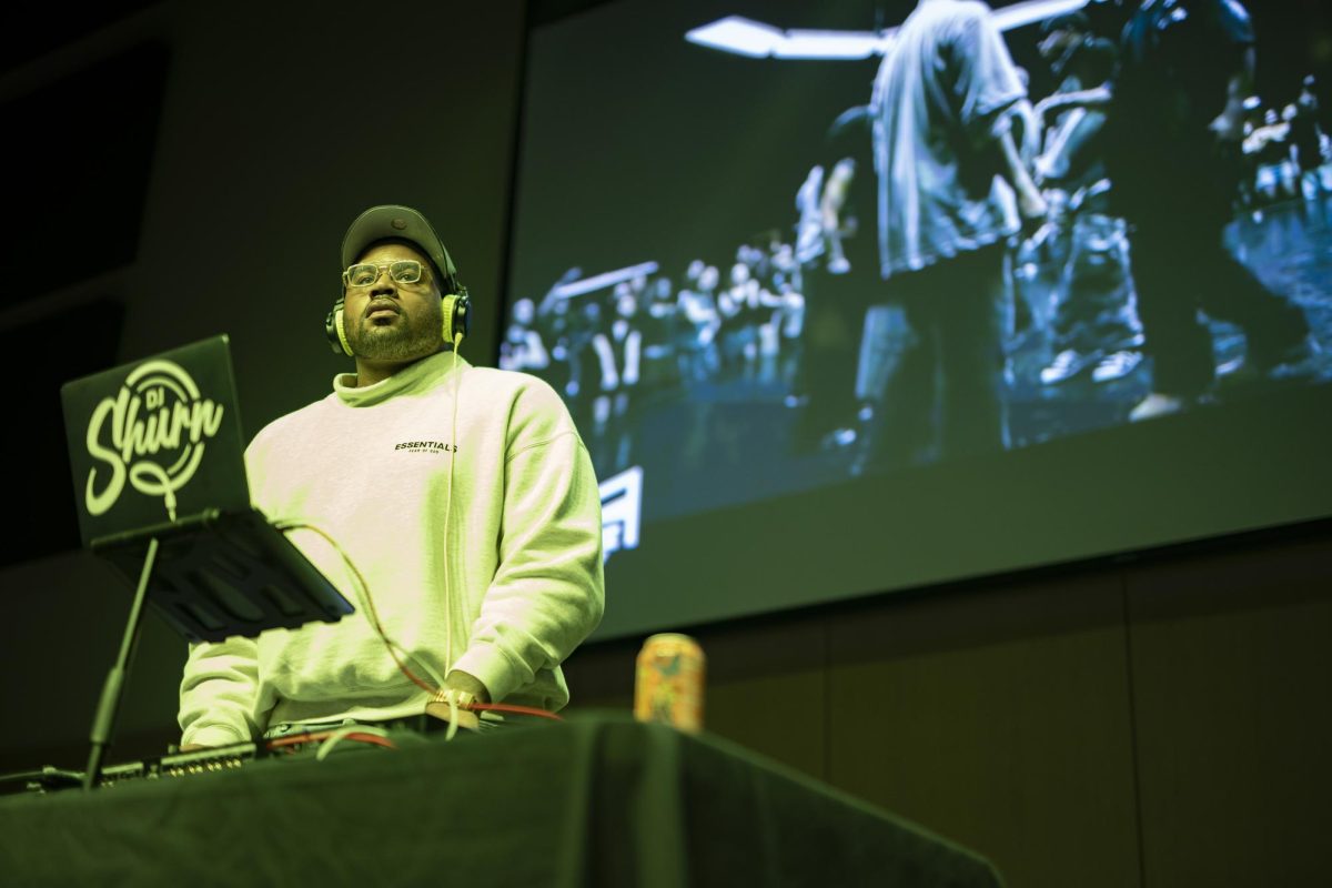 Melone Shurney, whose stage name is DJ Shurn, performs at the Hip-Hop Clubs Boiler Room event in the Student Center on Wednesday, Nov. 9, 2023.